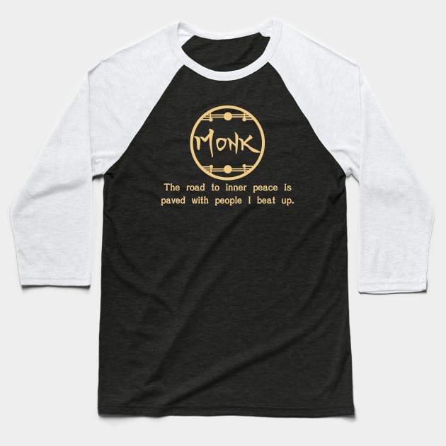 Monk Road to Inner Peace Baseball T-Shirt by Gene Pool Variety Hour